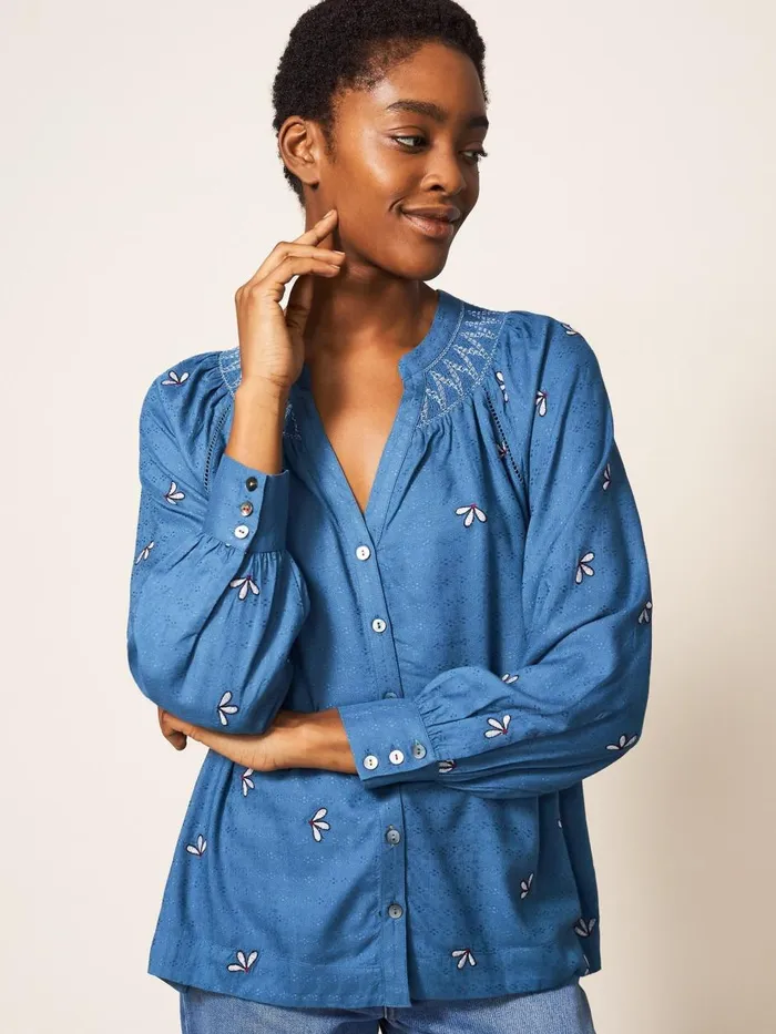 Women SHIRTS and BLOUSES White Stuff Maude Embroidered Shirt Teal Multi Women SHIRTS and BLOUSES White Stuff Maude Embroidered Shirt Teal Multi