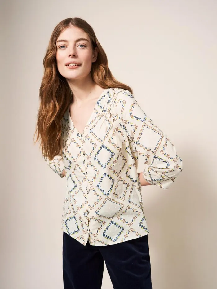 Women SHIRTS and BLOUSES White Stuff Rae Cotton Top Ivory Print Women SHIRTS and BLOUSES White Stuff Rae Cotton Top Ivory Print