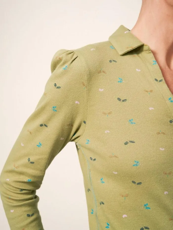 Women SHIRTS and BLOUSES White Stuff Rosie Rib Jersey Shirt Green Print