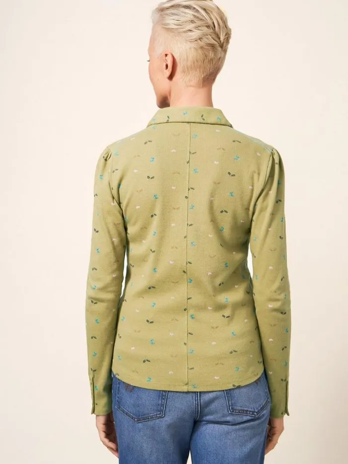 Women SHIRTS and BLOUSES White Stuff Rosie Rib Jersey Shirt Green Print