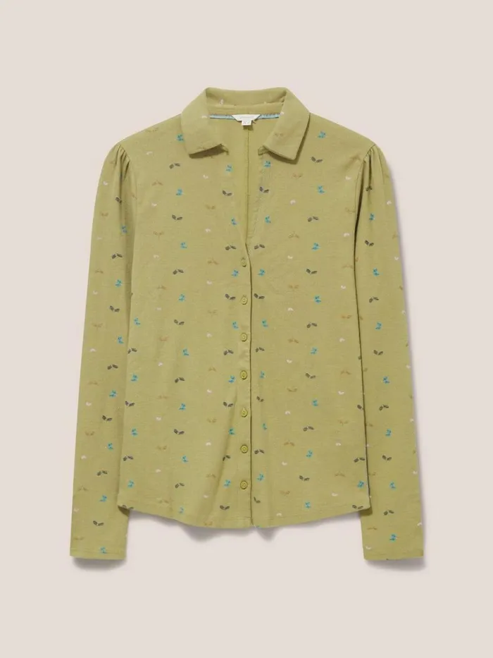 Women SHIRTS and BLOUSES White Stuff Rosie Rib Jersey Shirt Green Print