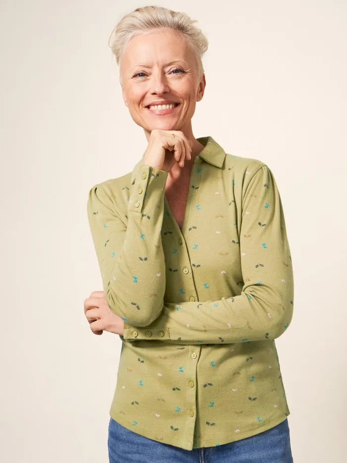 Women SHIRTS and BLOUSES White Stuff Rosie Rib Jersey Shirt Green Print
