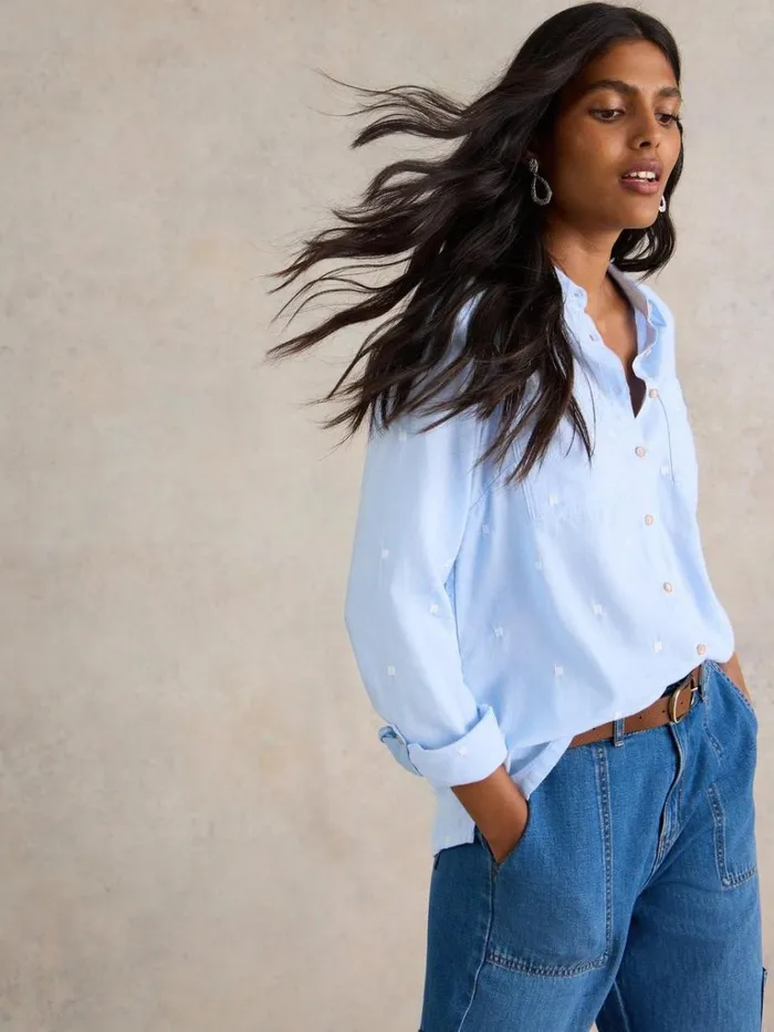 Women SHIRTS and BLOUSES White Stuff Sophie Organic Cotton Shirt Blue Multi