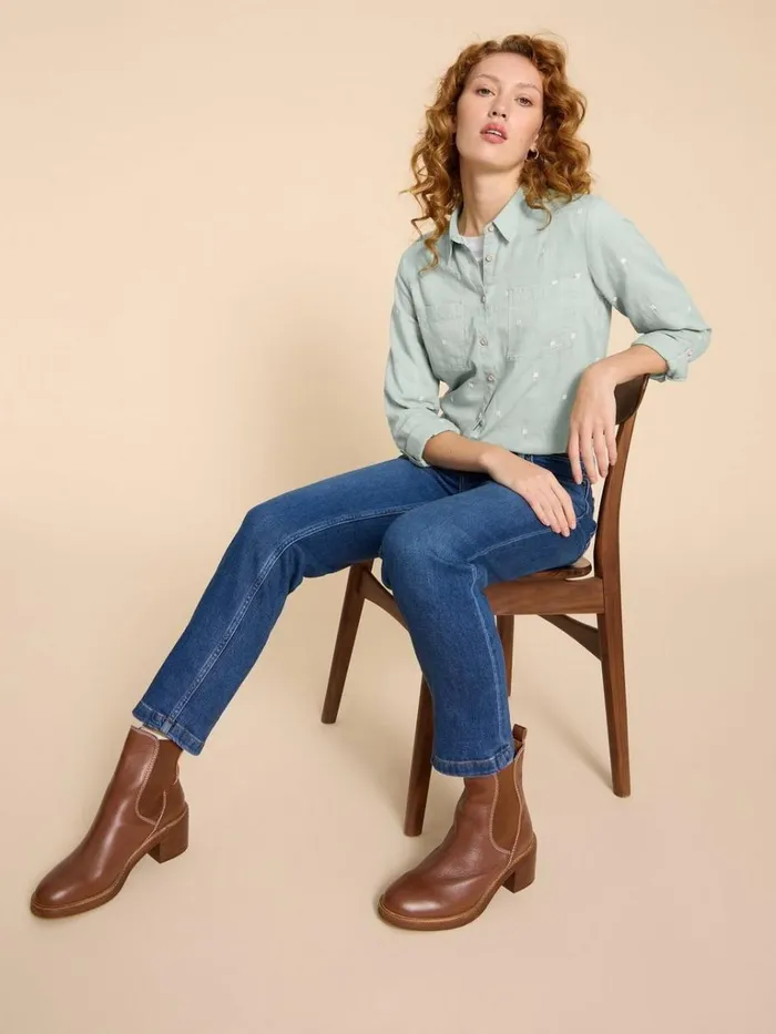 Women SHIRTS and BLOUSES White Stuff Sophie Organic Cotton Shirt Mid Green
