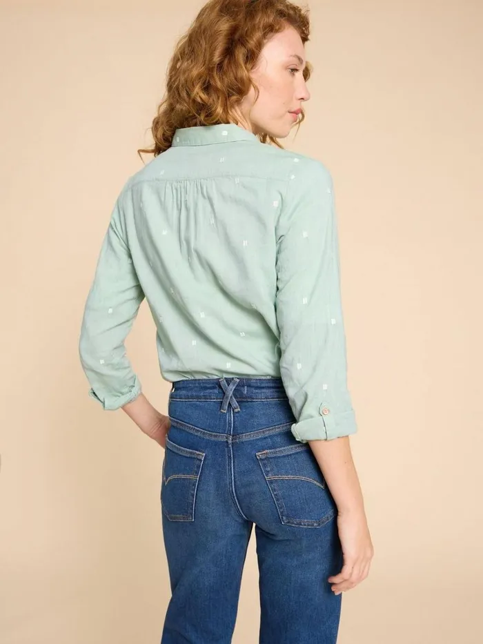 Women SHIRTS and BLOUSES White Stuff Sophie Organic Cotton Shirt Mid Green