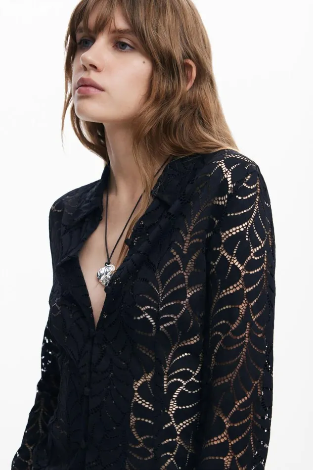 Women Shirts And Blouses Desigual Floral Lace Blouse