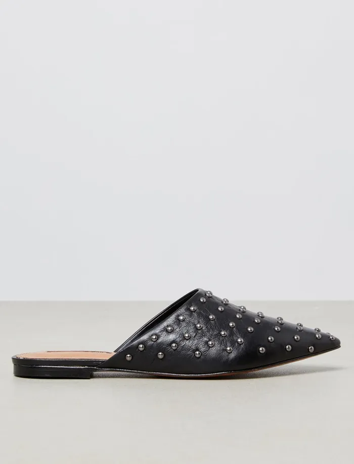 Women Shoes BCBG Black Palino Studded Mule Flat Black Women Shoes BCBG Black Palino Studded Mule Flat Black