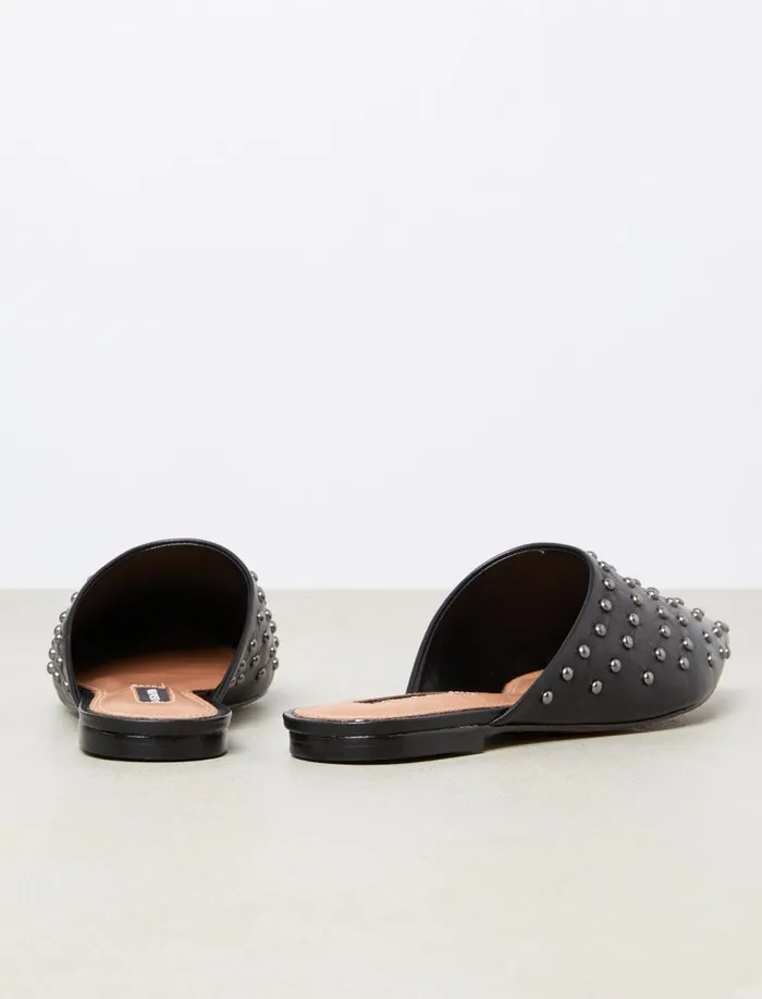 Women Shoes BCBG Black Palino Studded Mule Flat Black Women Shoes BCBG Black Palino Studded Mule Flat Black
