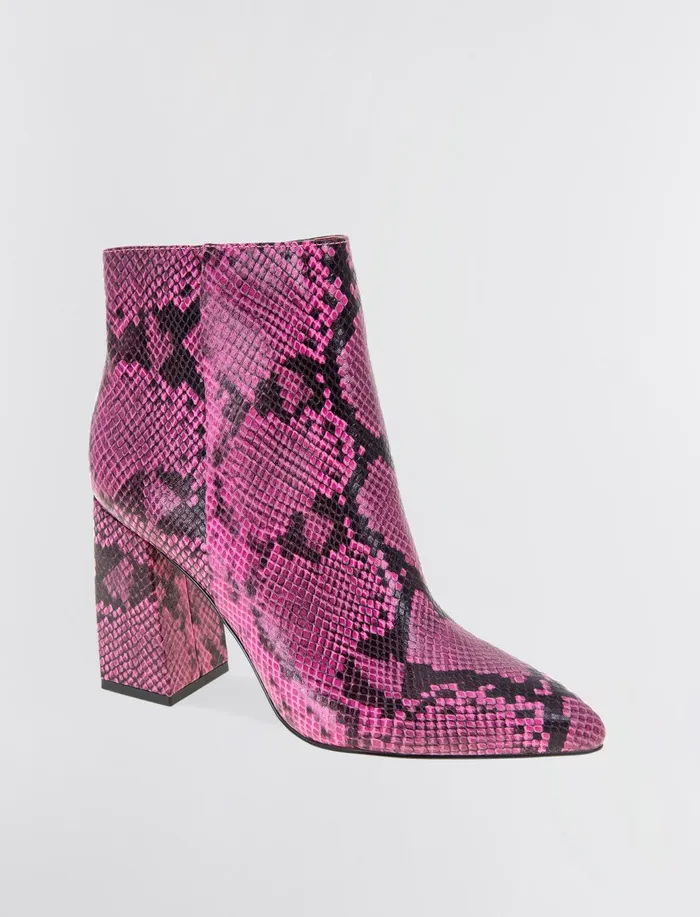 Women Shoes BCBG Pink Briel Snakeskin Bootie Viva Pink Snake