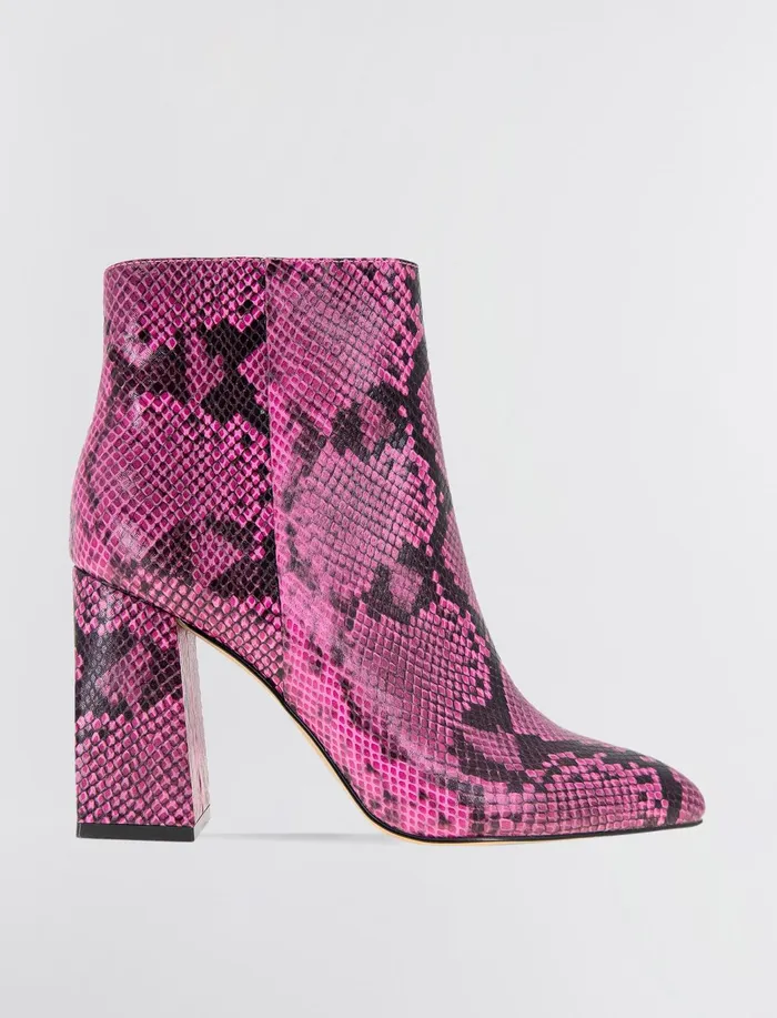Women Shoes BCBG Pink Briel Snakeskin Bootie Viva Pink Snake