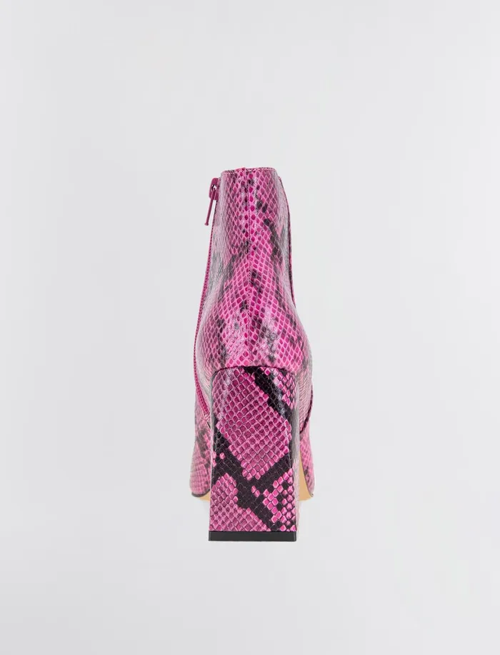 Women Shoes BCBG Pink Briel Snakeskin Bootie Viva Pink Snake