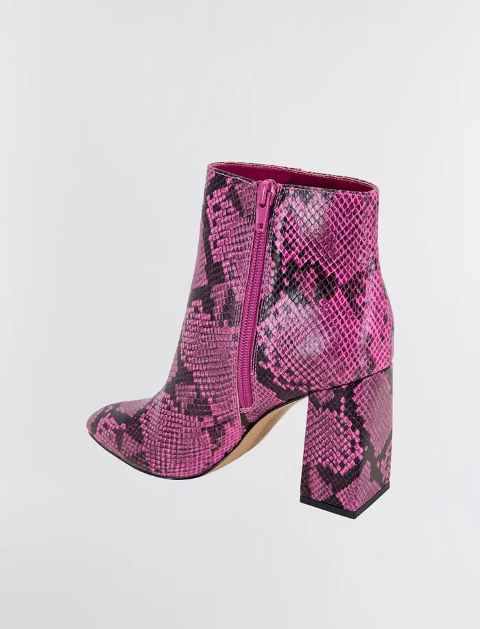 Women Shoes BCBG Pink Briel Snakeskin Bootie Viva Pink Snake