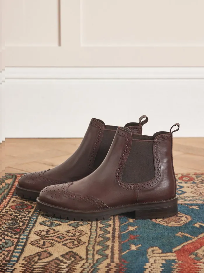 Women Shoes Cyrillus Chelsea Boots Marron Glace