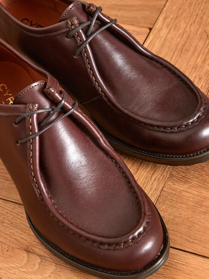 Women Shoes Cyrillus Leather Derby Shoes With Heels And Laces Marron