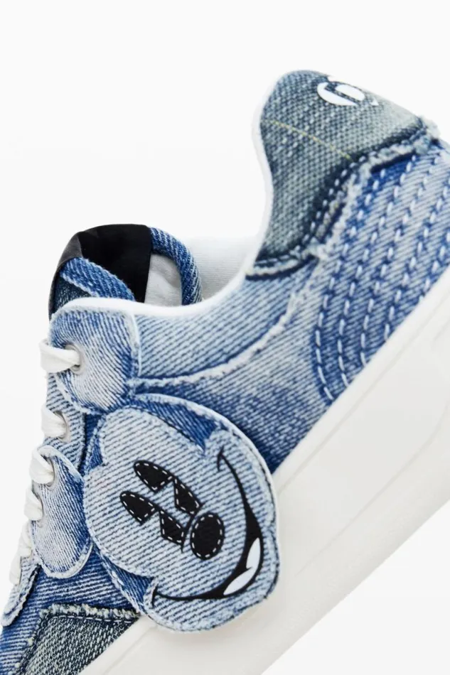 Women Shoes Desigual Mickey Mouse Denim Sneakers