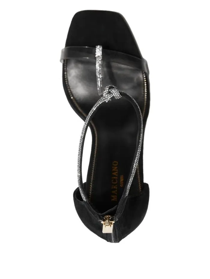 Women Shoes Marciano Olivia Embellished Heeled Sandal Black Snakeskin