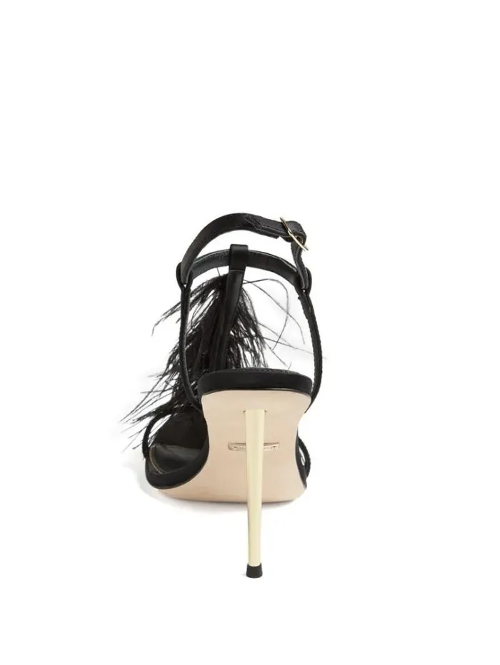 Women Shoes Marciano Reyon Feather Satin Heel Black