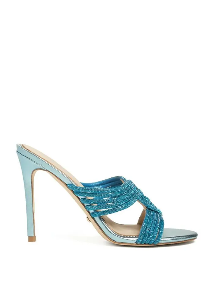 Women Shoes Marciano Rhinestone Strappy Heel Mid Blue