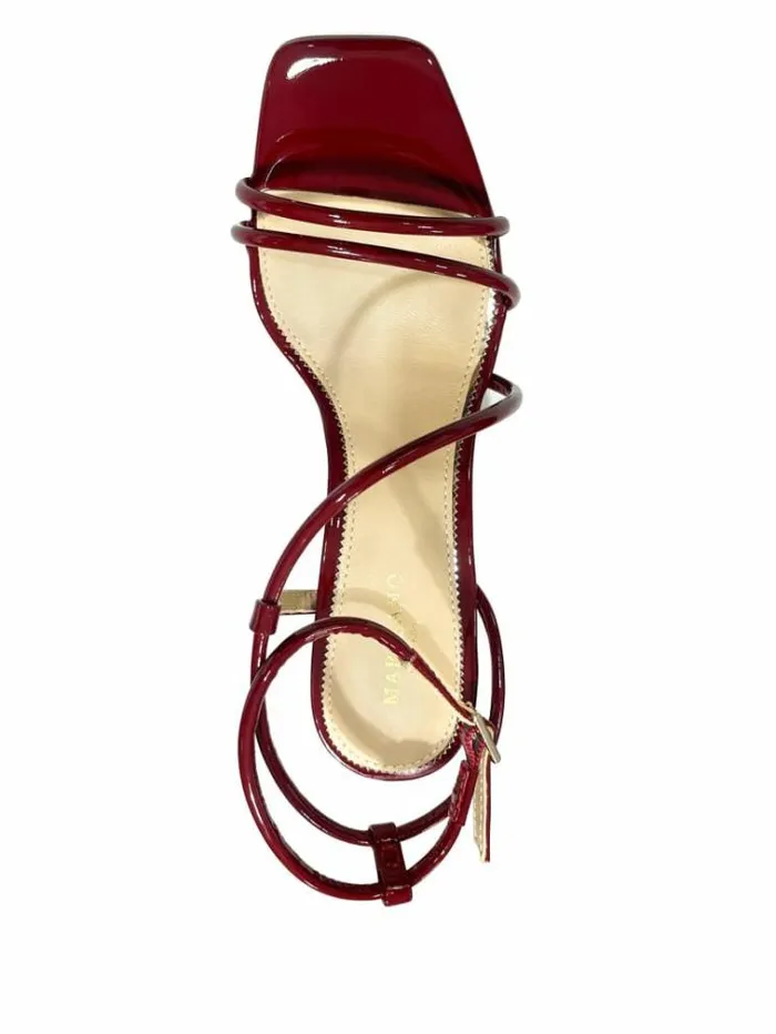 Women Shoes Marciano Strappy Cord Heeled Sandal Dark Jam Red