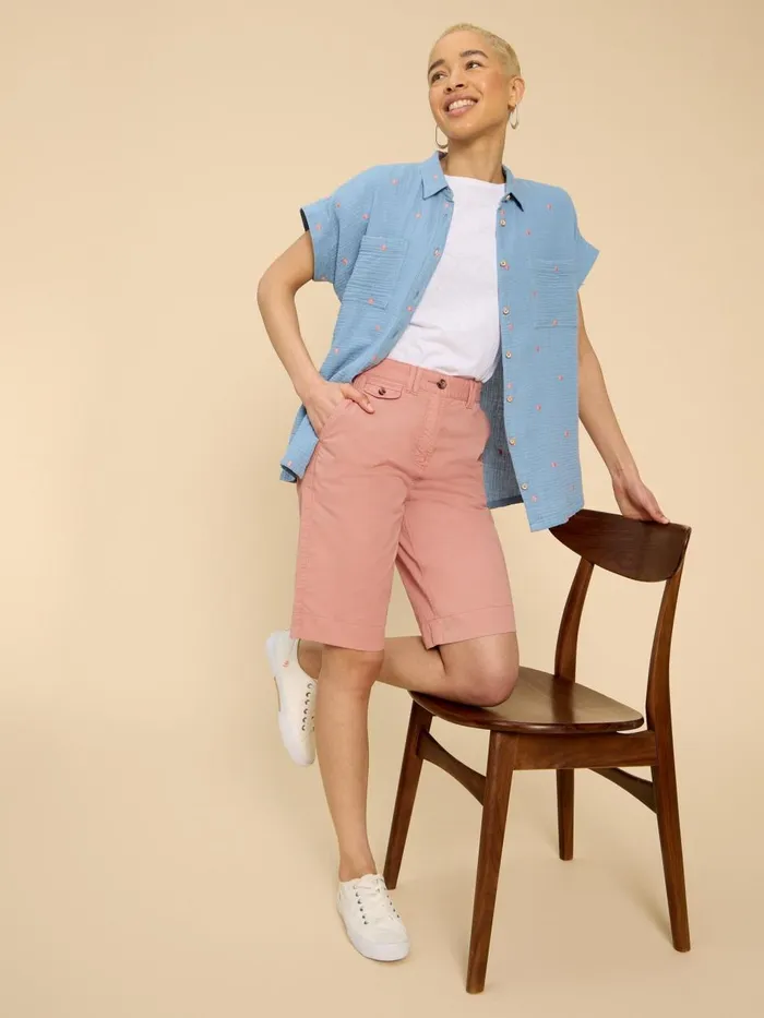 Women SHORTS White Stuff Hayley Organic Cotton Shorts Mid Pink