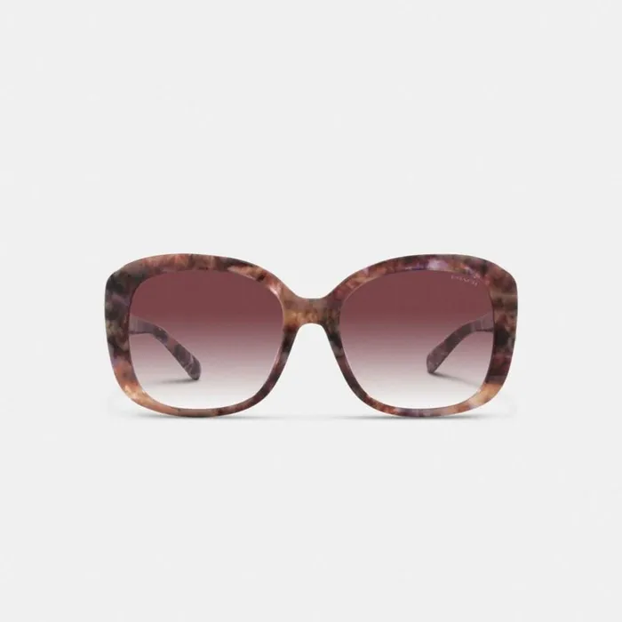 Women Signature Oversized Square Sunglasses Purple Tortoise Coach Eyewear