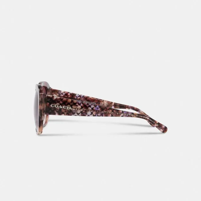 Women Signature Oversized Square Sunglasses Purple Tortoise Coach Eyewear