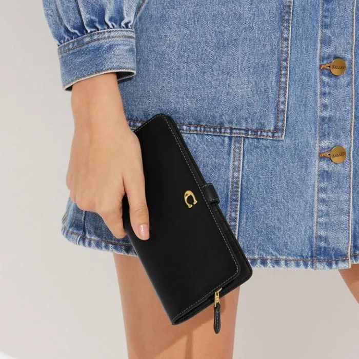 Women Skinny Wallet Brassblack Coach Large Wallets