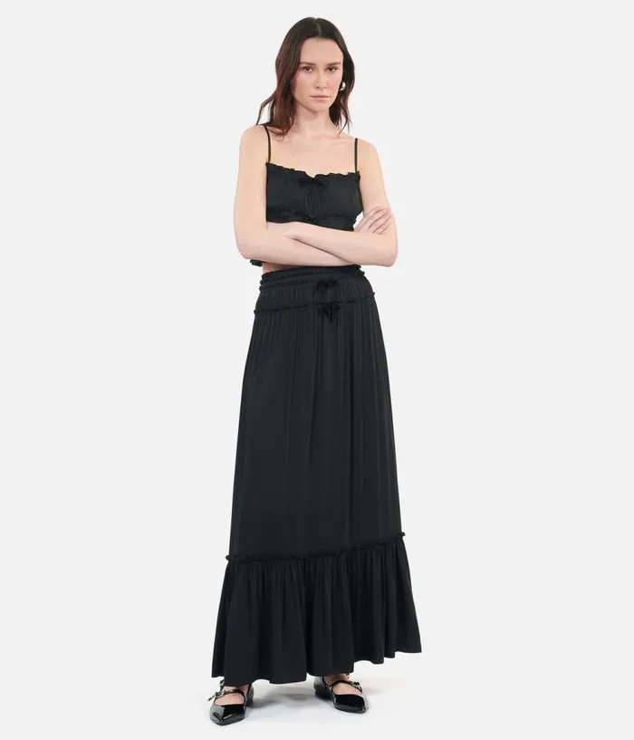 Women Skirts and Shorts THE KOOPLES Long Black Skirt With Bows