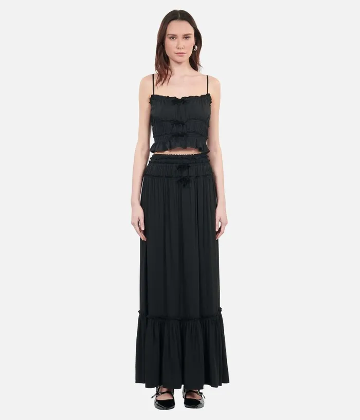 Women Skirts and Shorts THE KOOPLES Long Black Skirt With Bows