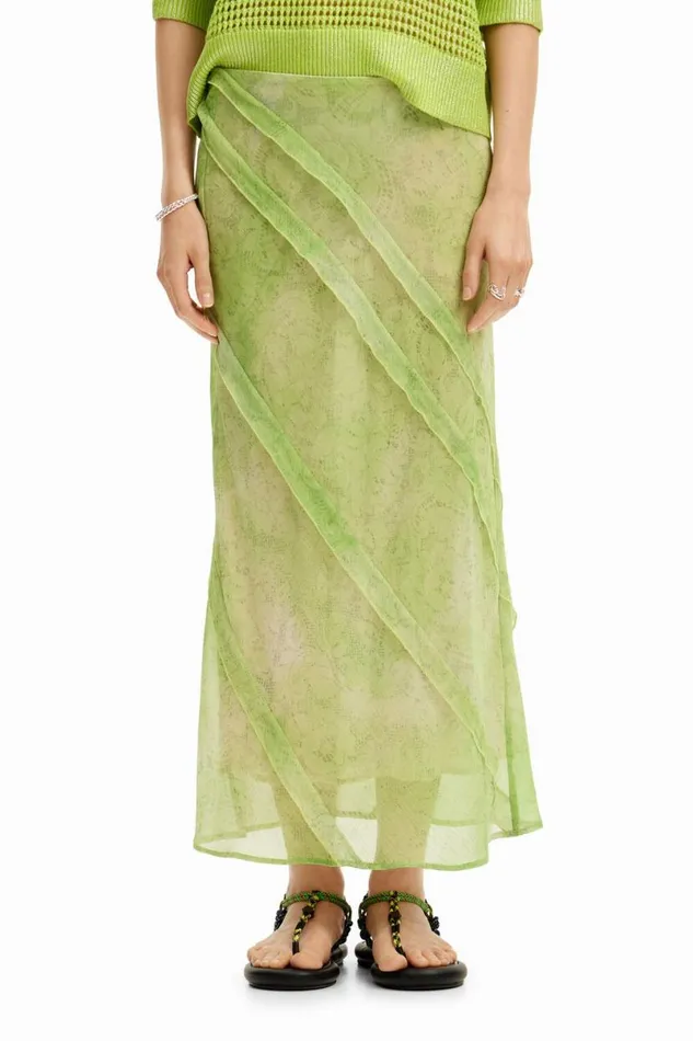Women Skirts Desigual Floral Lace Midi Skirt