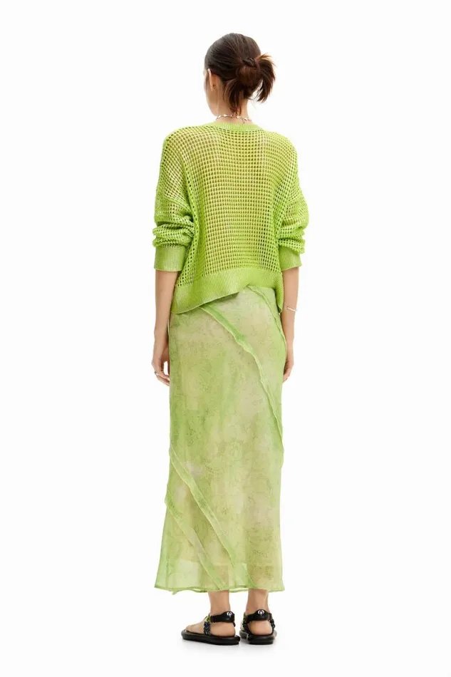Women Skirts Desigual Floral Lace Midi Skirt