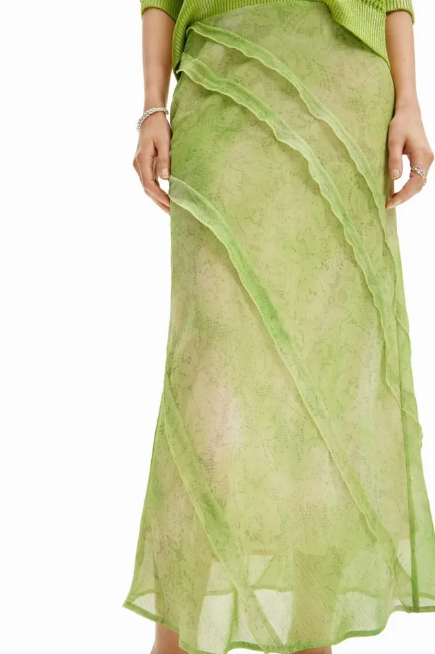 Women Skirts Desigual Floral Lace Midi Skirt