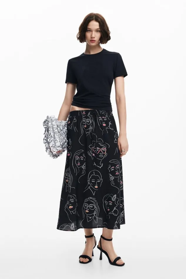 Women Skirts Desigual Long Skirt With Faces
