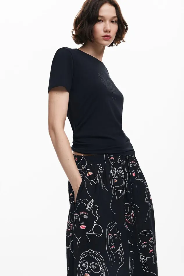 Women Skirts Desigual Long Skirt With Faces