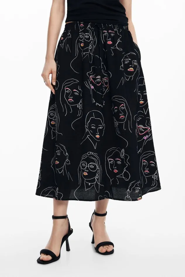 Women Skirts Desigual Long Skirt With Faces