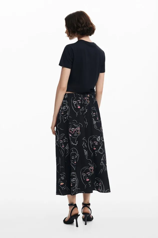 Women Skirts Desigual Long Skirt With Faces
