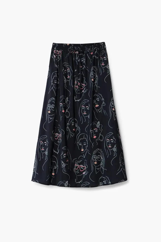 Women Skirts Desigual Long Skirt With Faces