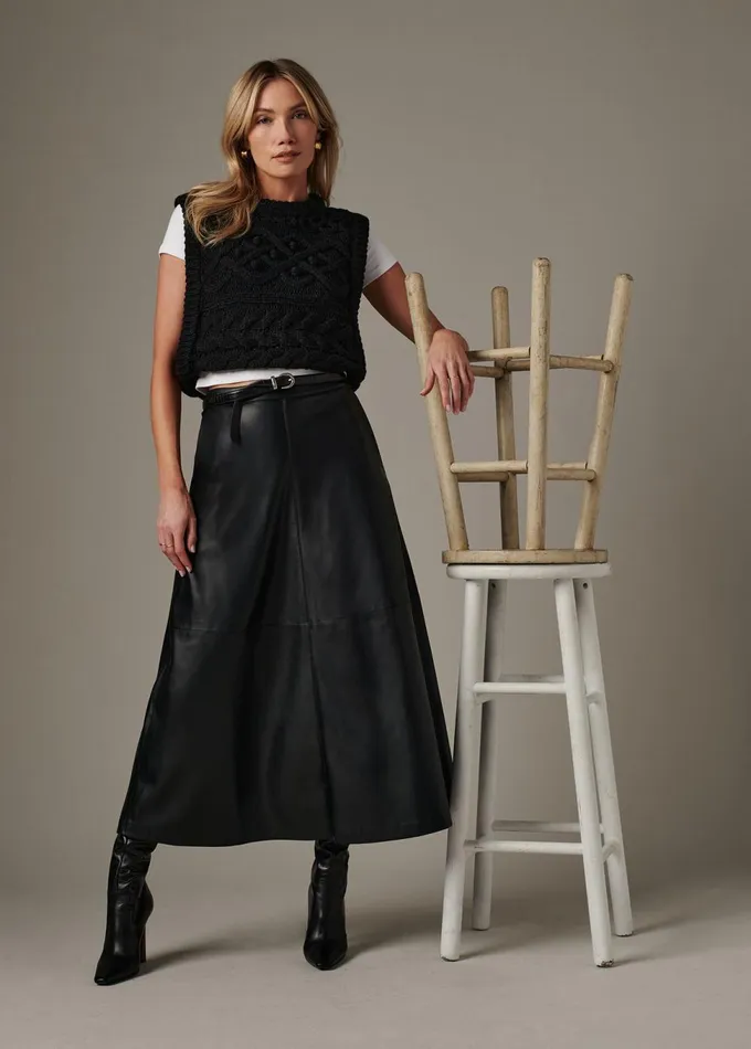 Women Skirts Joe039s Jeans THE TAVI VEGAN LEATHER SKIRT Black