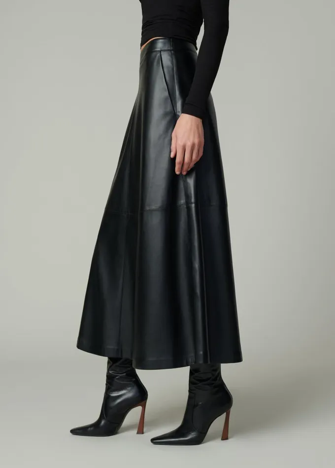 Women Skirts Joe039s Jeans THE TAVI VEGAN LEATHER SKIRT Black