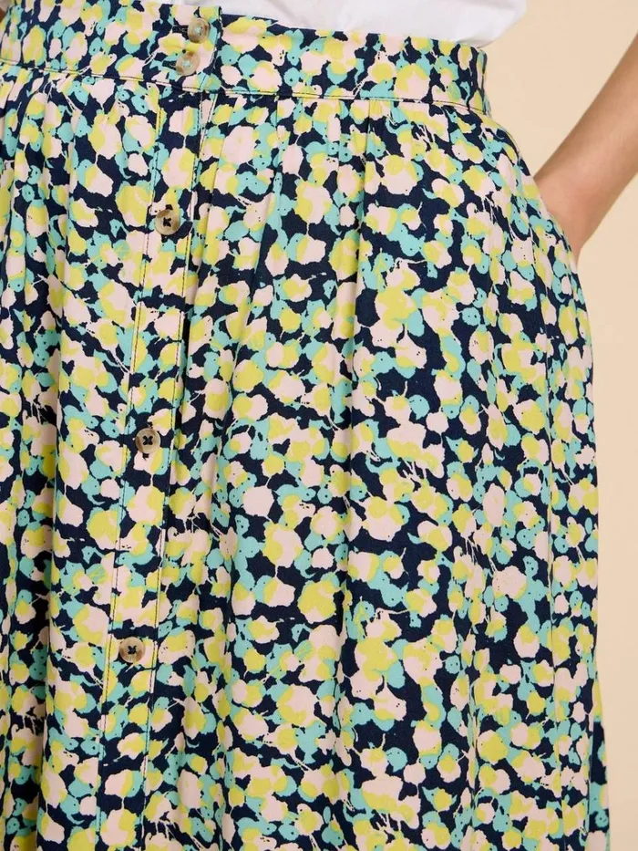 Women SKIRTS White Stuff Sarah Eco Vero Knee Skirt Navy Print