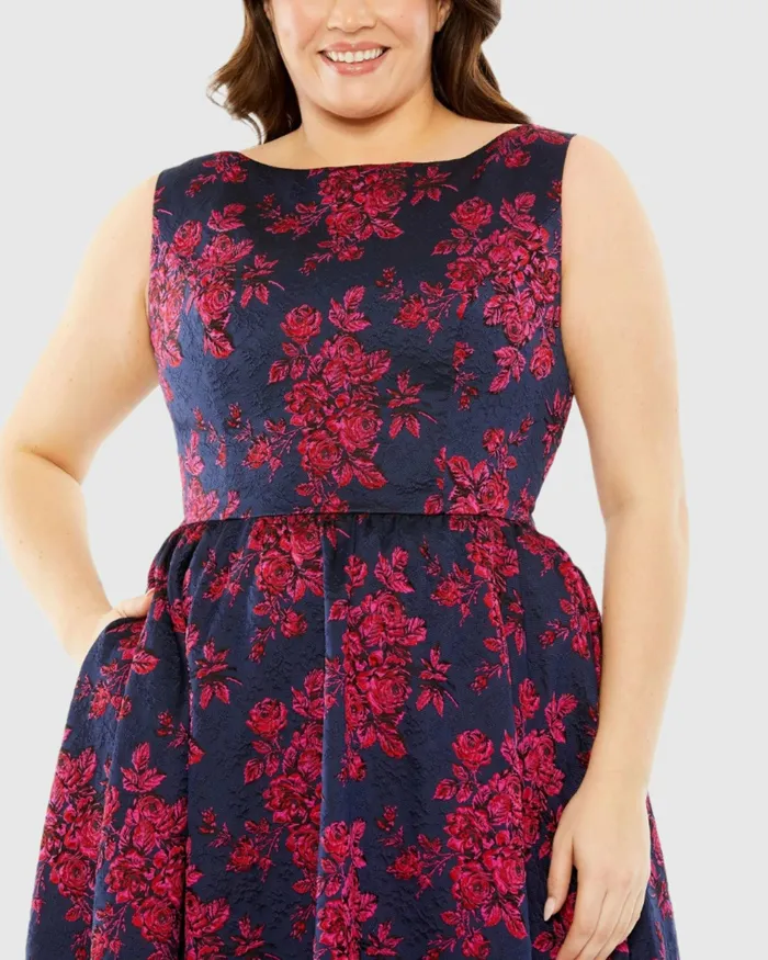 Women Sleeveless Floral Embroidered Dress Midnight Multi Plus Size Dresses Mac Duggal Women Sleeveless Floral Embroidered Dress Midnight Multi Plus Size Dresses Mac Duggal