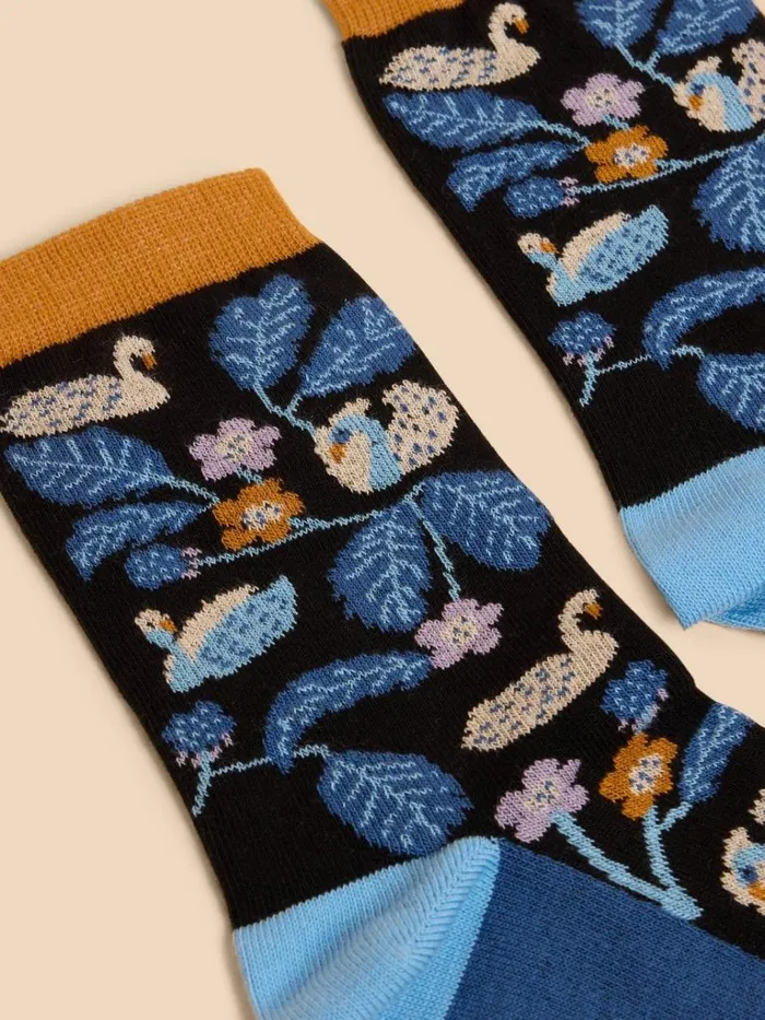 Women SOCKS White Stuff Swan Ankle Sock Black Multi