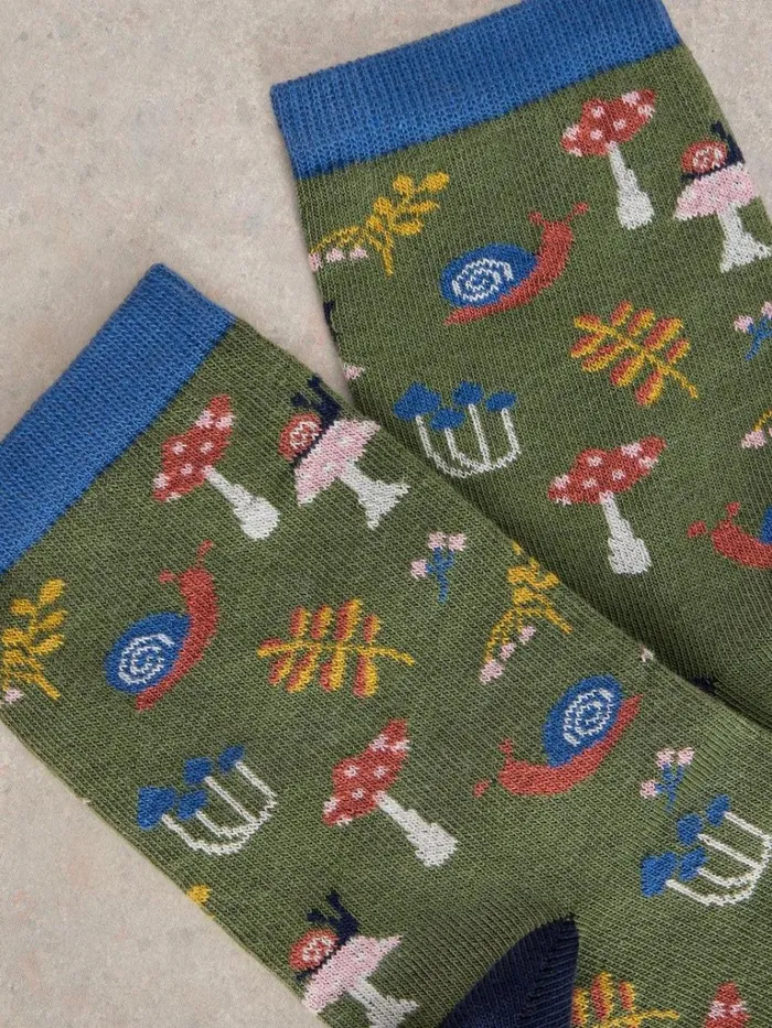 Women SOCKS White Stuff Woodland Ankle Sock Khaki Green