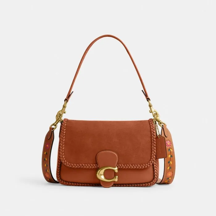 Women Soft Tabby Shoulder Bag With Braid Brassburnished Amber Coach Shoulder Bags and Hobos