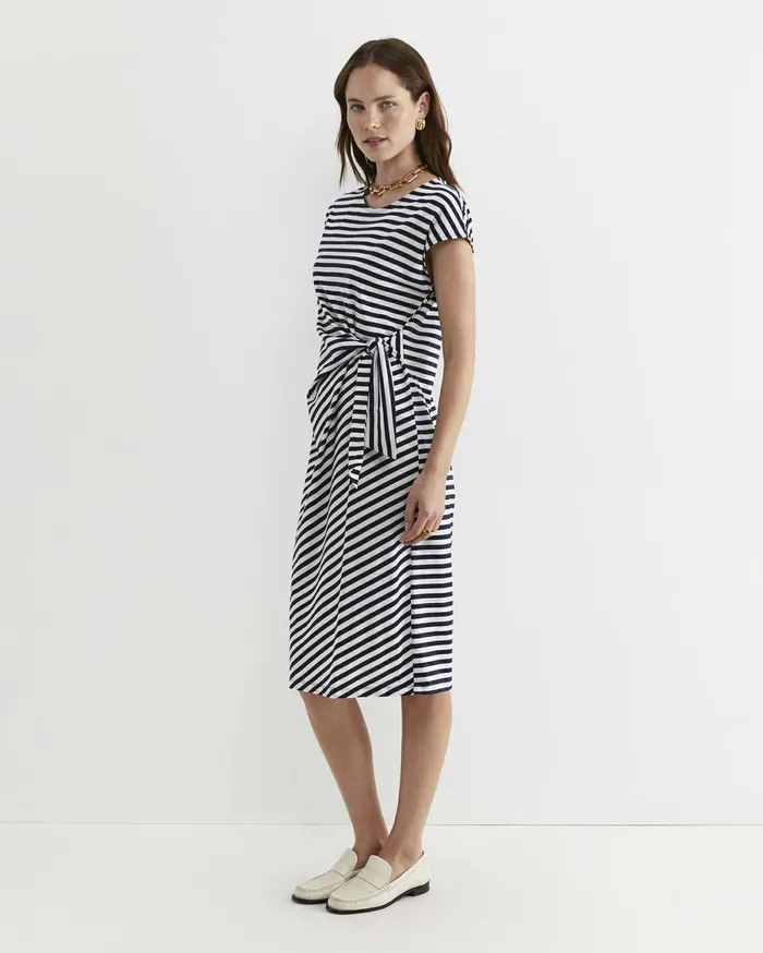 Women Sportscraft Dresses Tie Mercerised Cotton Jersey Dress Whitenavy