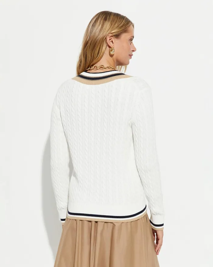 Women Sportscraft Knits and Cardigans Elka Varsity Cable Sweater Winter White