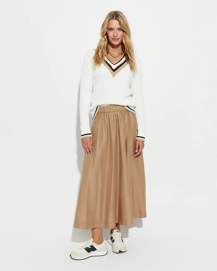 Women Sportscraft Knits and Cardigans Elka Varsity Cable Sweater Winter White