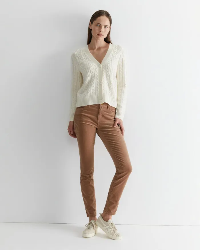 Women Sportscraft Knits and Cardigans Merino Wool Cable Cardigan Winter White