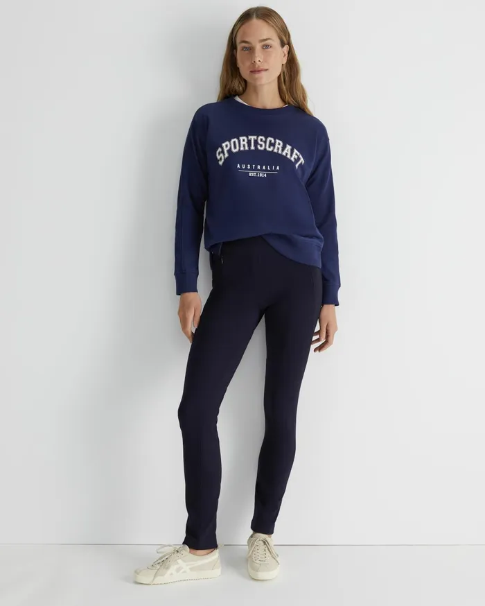 Women Sportscraft Knits and Cardigans SC Crew Logo Sweat Navy