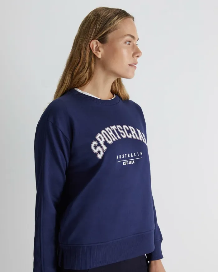 Women Sportscraft Knits and Cardigans SC Crew Logo Sweat Navy